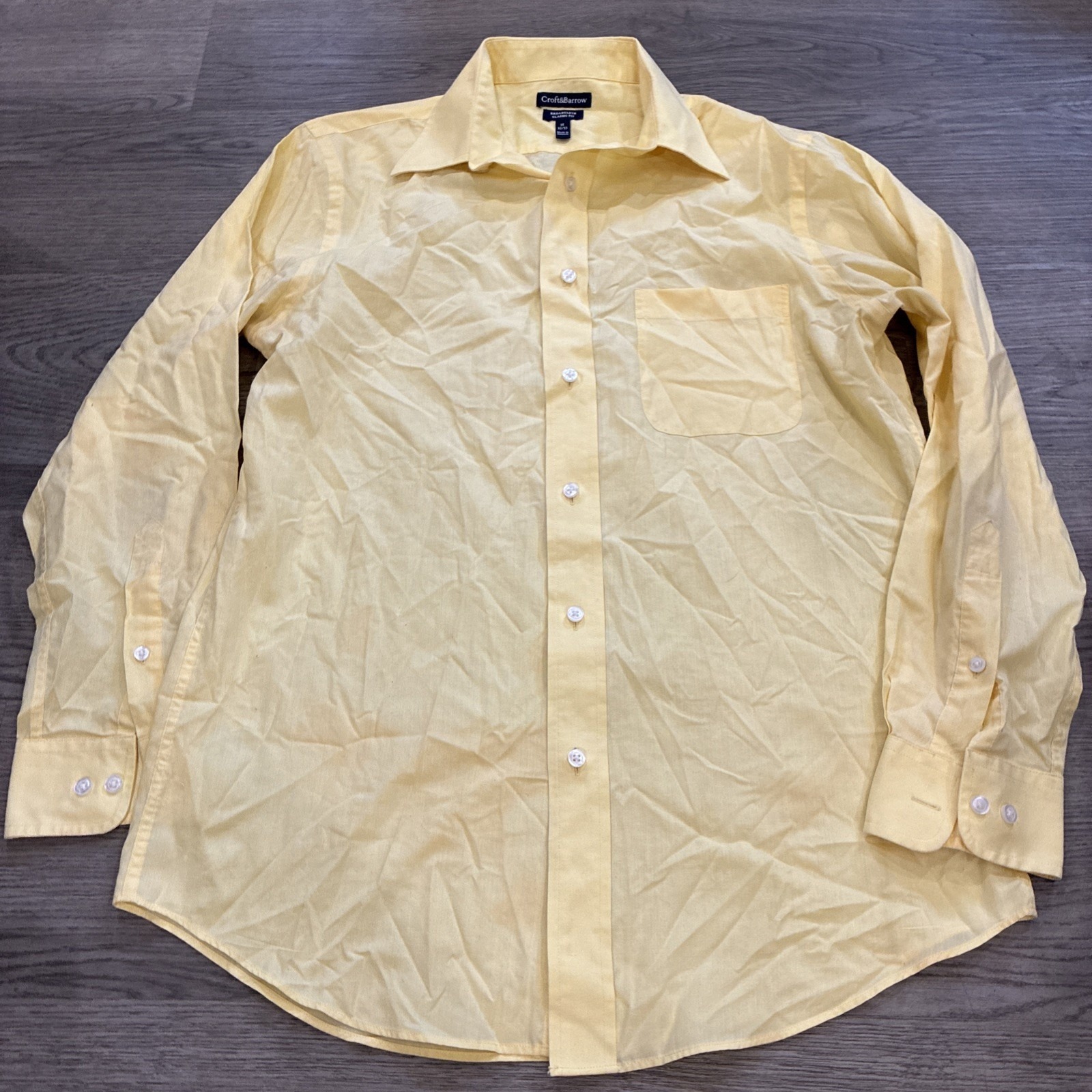 Croft & Barrow Shirt Mens Size 32 Wrinkle Resistant Cotton Button Up Long Sleeve